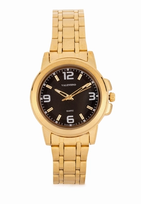 Valentino Stainless Steel Strap Analog Watch for Women 20121953-GOLD - BLACK DIAL