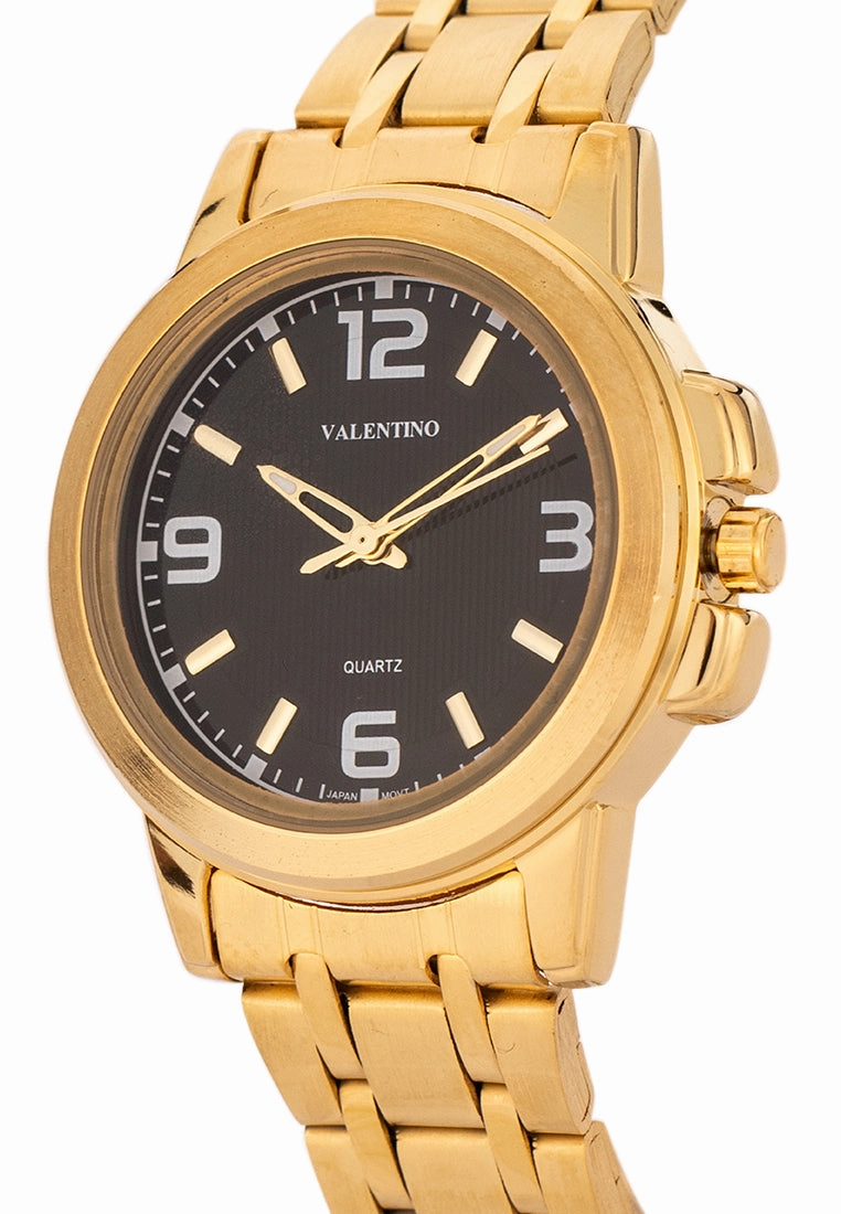 Valentino Stainless Steel Strap Analog Watch for Women 20121953-GOLD - BLACK DIAL