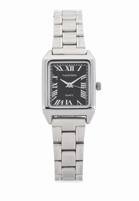Valentino Stainless Steel Strap Analog Watch for Women 20122257-BLK DIAL - ROMAN