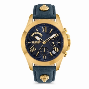 Versus Versace Chrono Lion Gents Blue Dial Blue Leather Strap Chronograph Watch