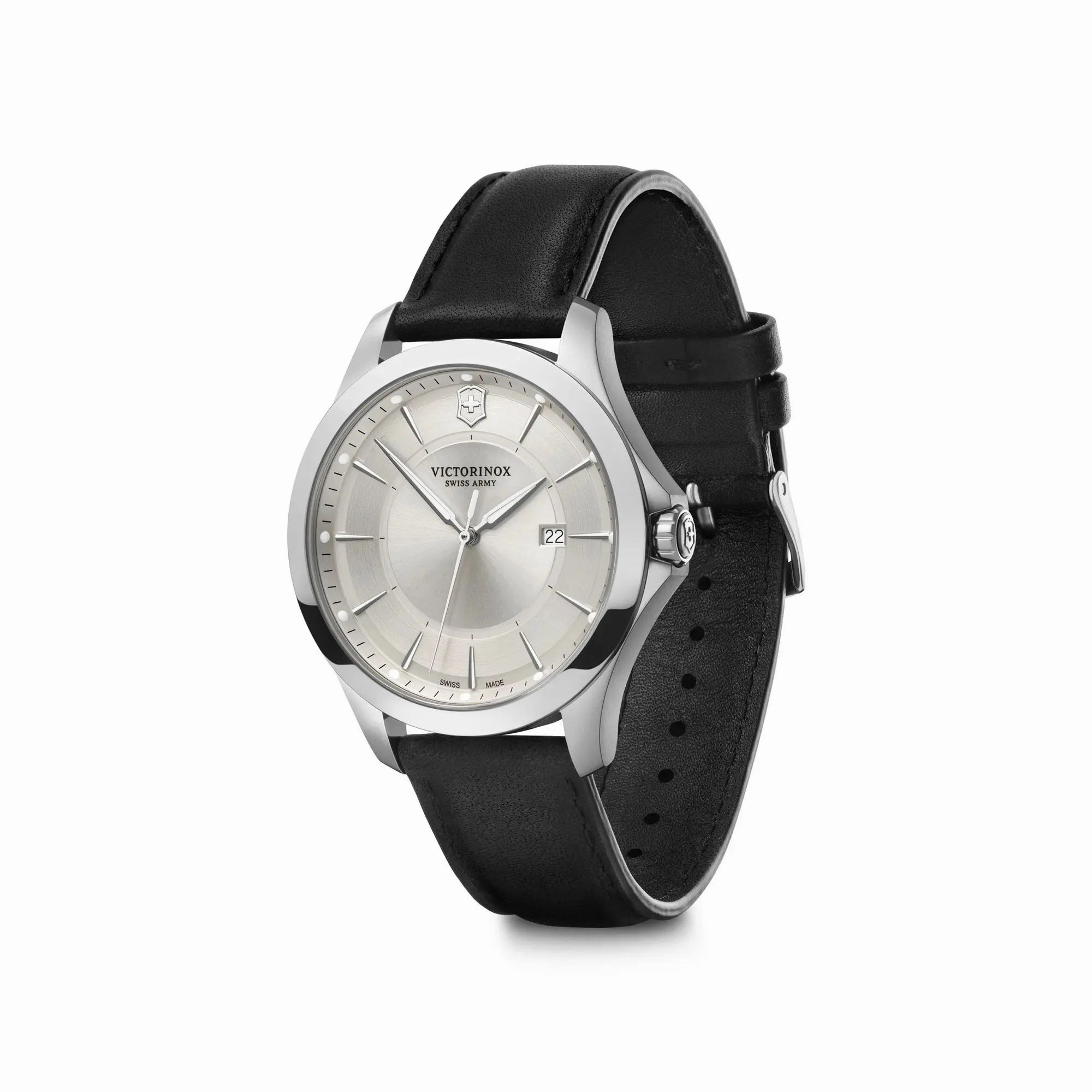 Victorinox Alliance 40 Silver Dial Black Leather Strap Men's Watch