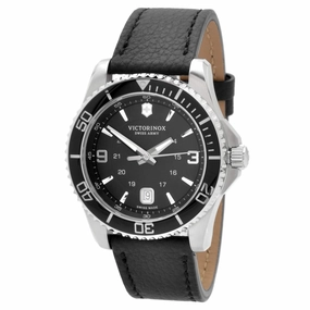 Victorinox Swiss Army Men's Quartz Watch - Maverick Black Leather Strap | 241862