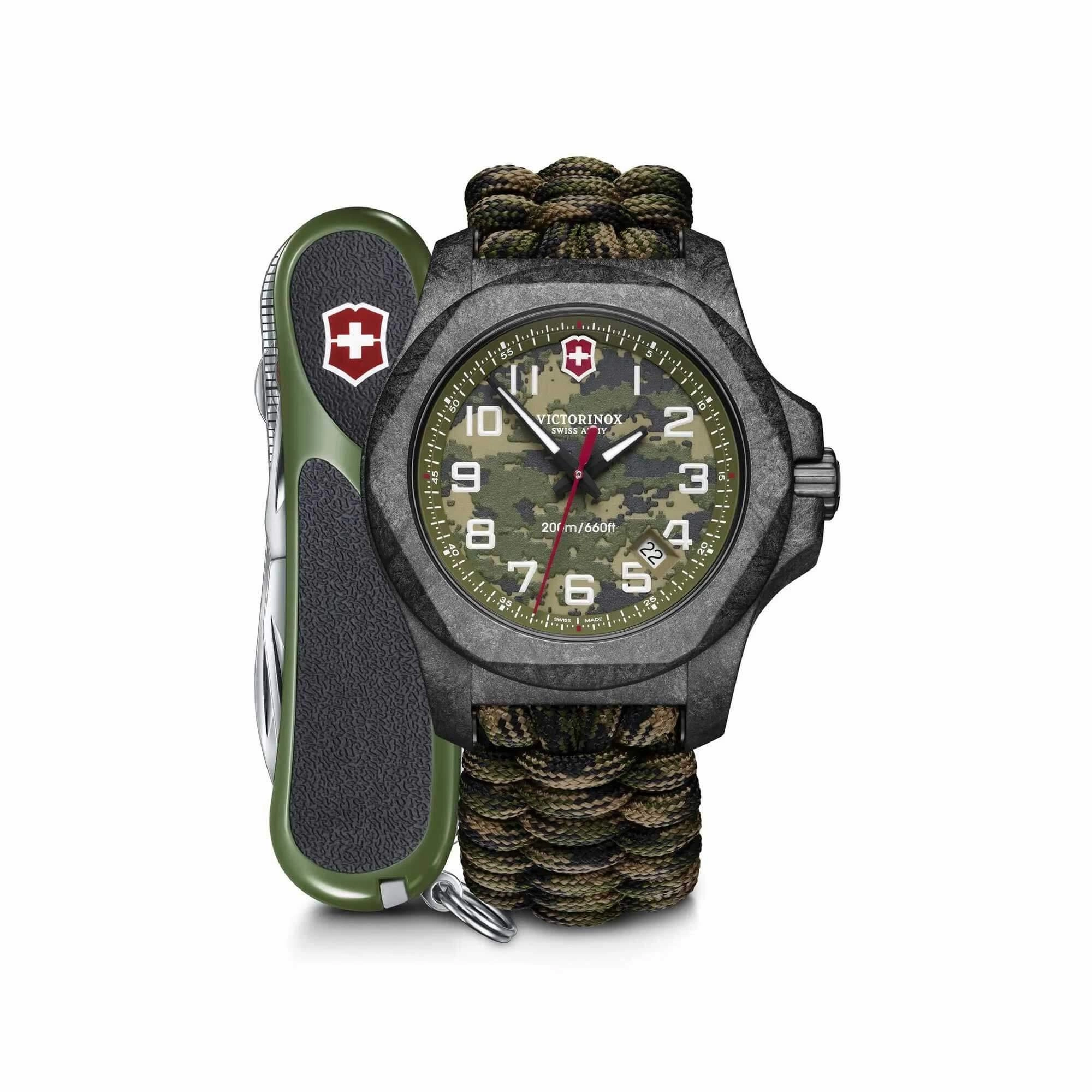 Victorinox Swiss Army Men's Watch - I.N.O.X. Carbon Green Paracord Strap | 241927.1