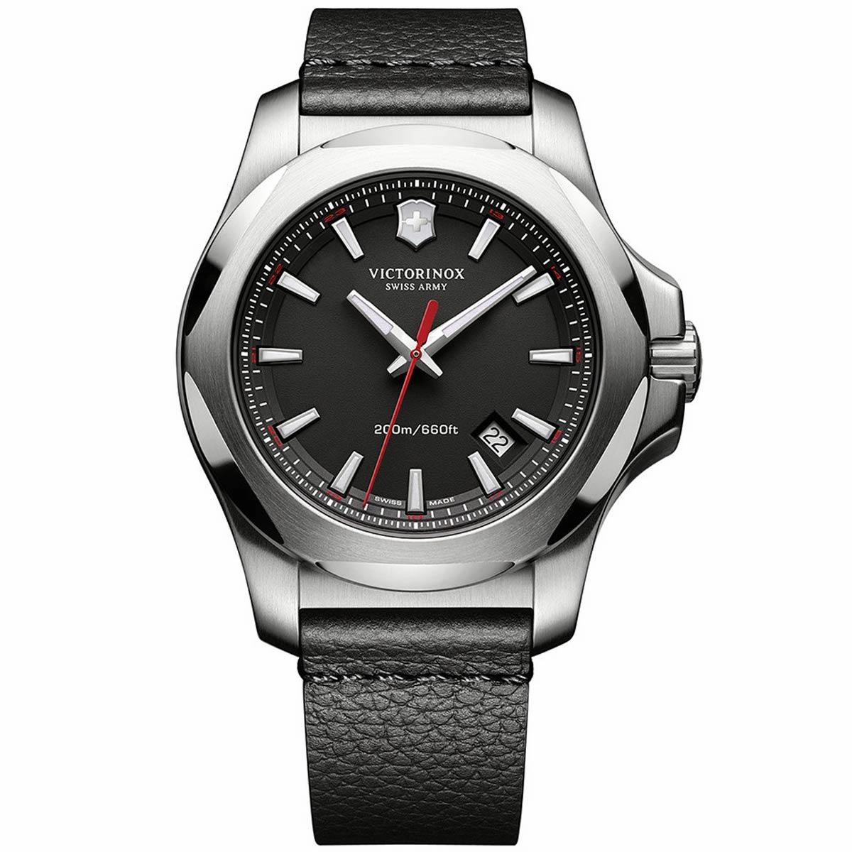 Victorinox Swiss Army Men's Watch - I.N.O.X. Quartz Black Leather Strap | 241737.1