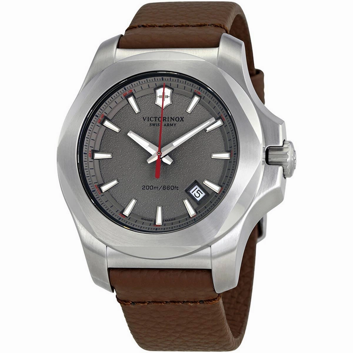 Victorinox Swiss Army Men's Watch - I.N.O.X. Quartz Brown Leather Strap | 241738.1