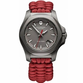 Victorinox Swiss Army Men's Watch - Titanium I.N.O.X. Grey Dial Red Paracord Strap | 241882