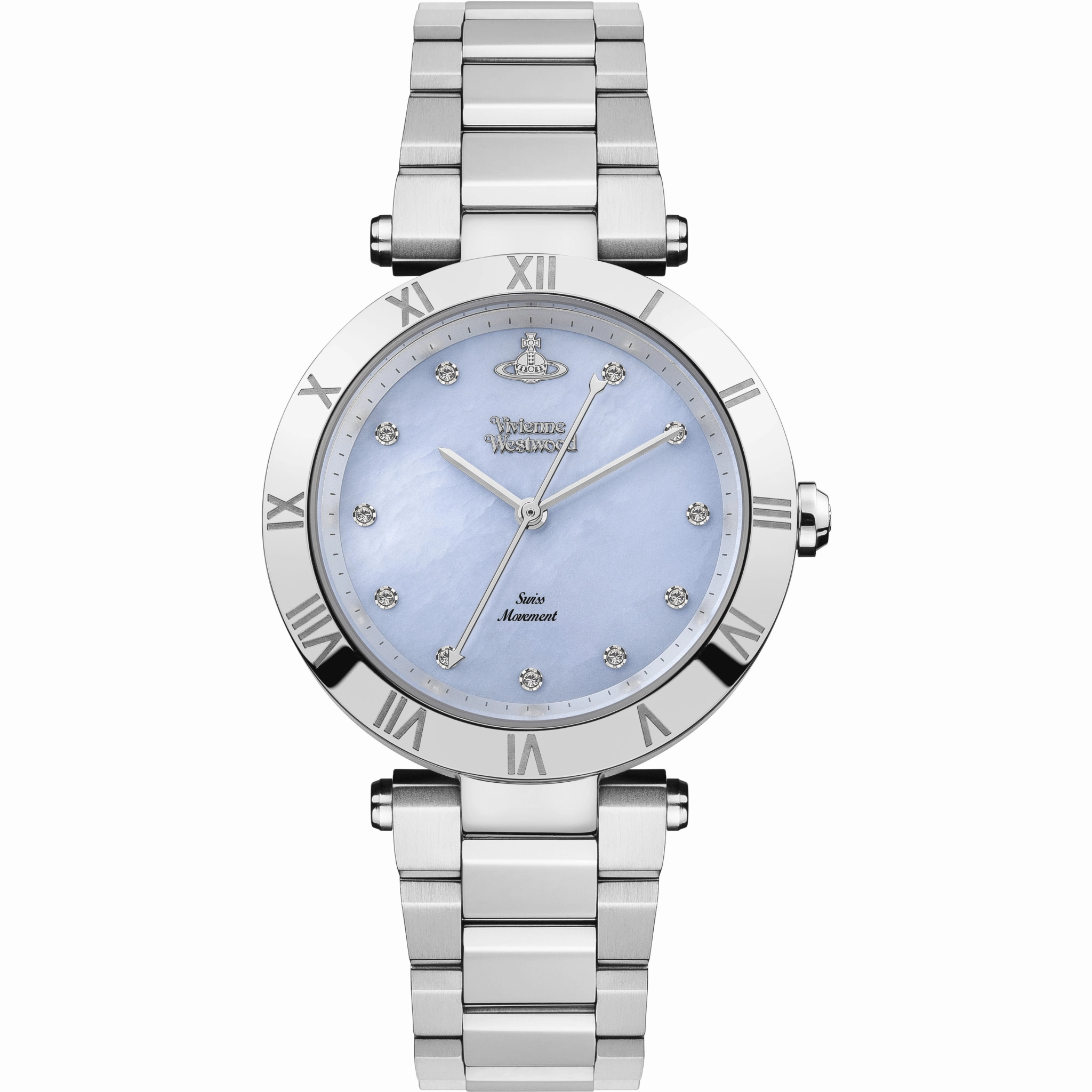 Vivienne Westwood Montagu Blue Pearl Dial Silver Watch