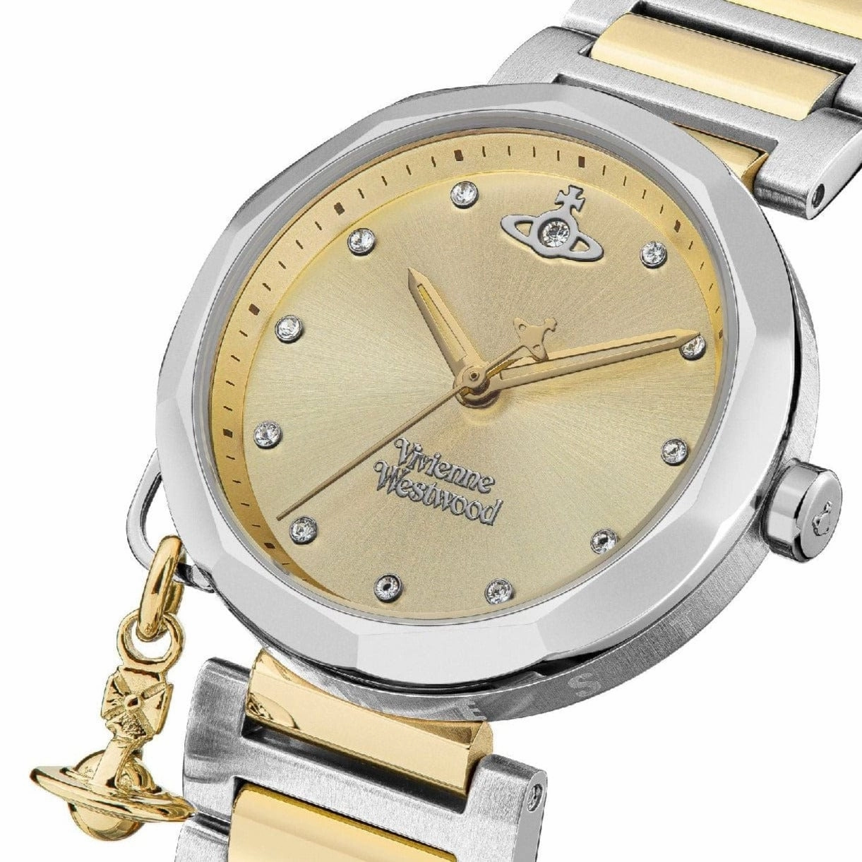 Vivienne Westwood Poplar Watch Two Tone Gold With Charm
