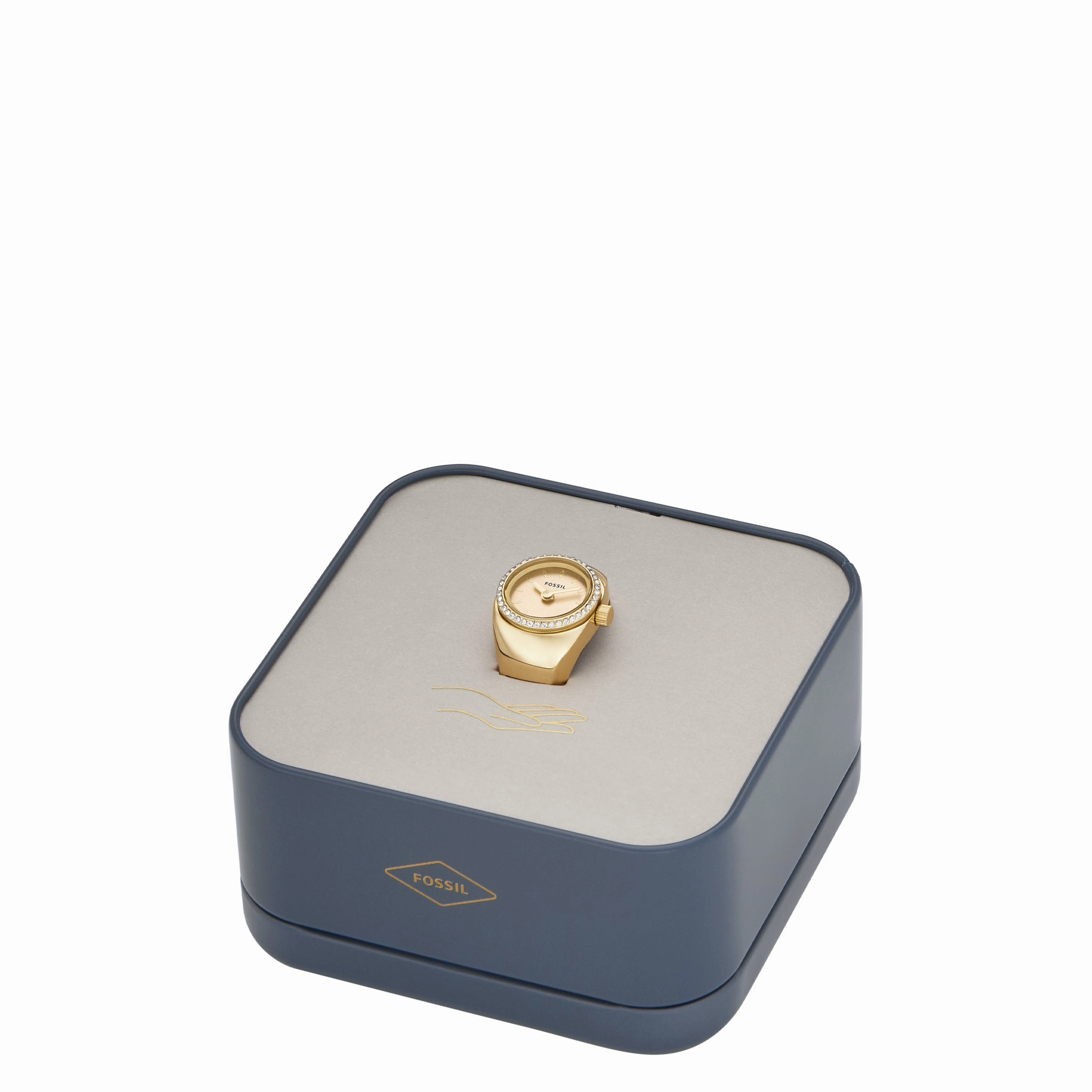 Watch Ring Two-Hand Gold-Tone Stainless Steel