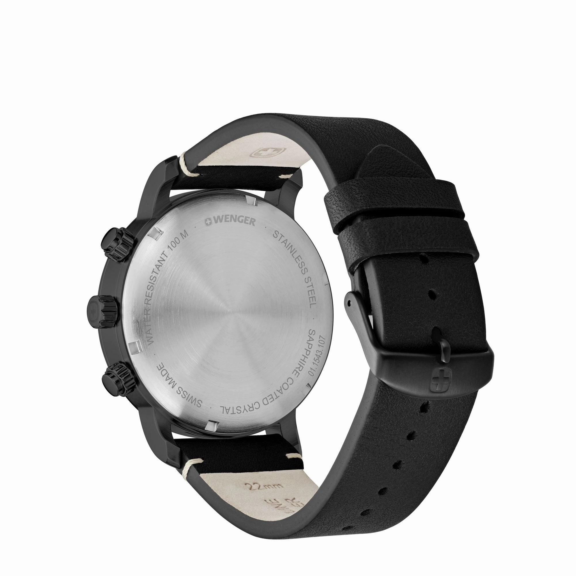 Wenger Attitude Chrono 44 black Dial Black leather Men's Watch