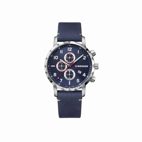 Wenger Attitude Chrono 44 Blue Dial Blue Leather Men's Watch