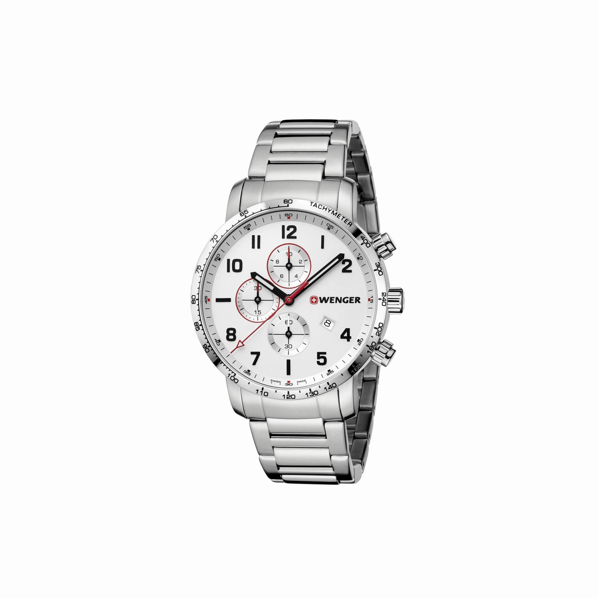 Wenger Attitude Chrono 44  Silver Dial Steel bracelet Men's Watch