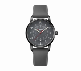 Wenger Avenue 42 Black PVD Grey Dial Grey Silicone Strap Men's Watch