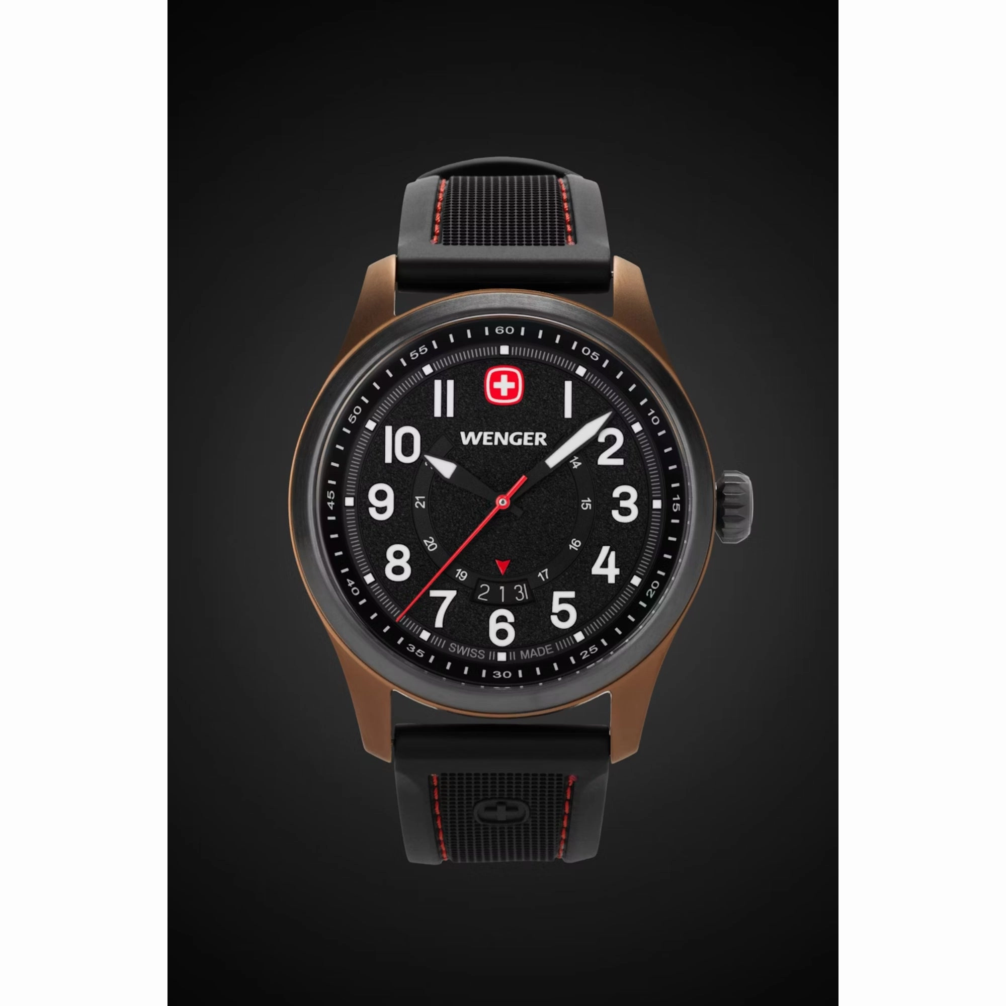Wenger Terragraph Gents Bronze and Black Ice with Black Dial and Black Silicone Strap Watch