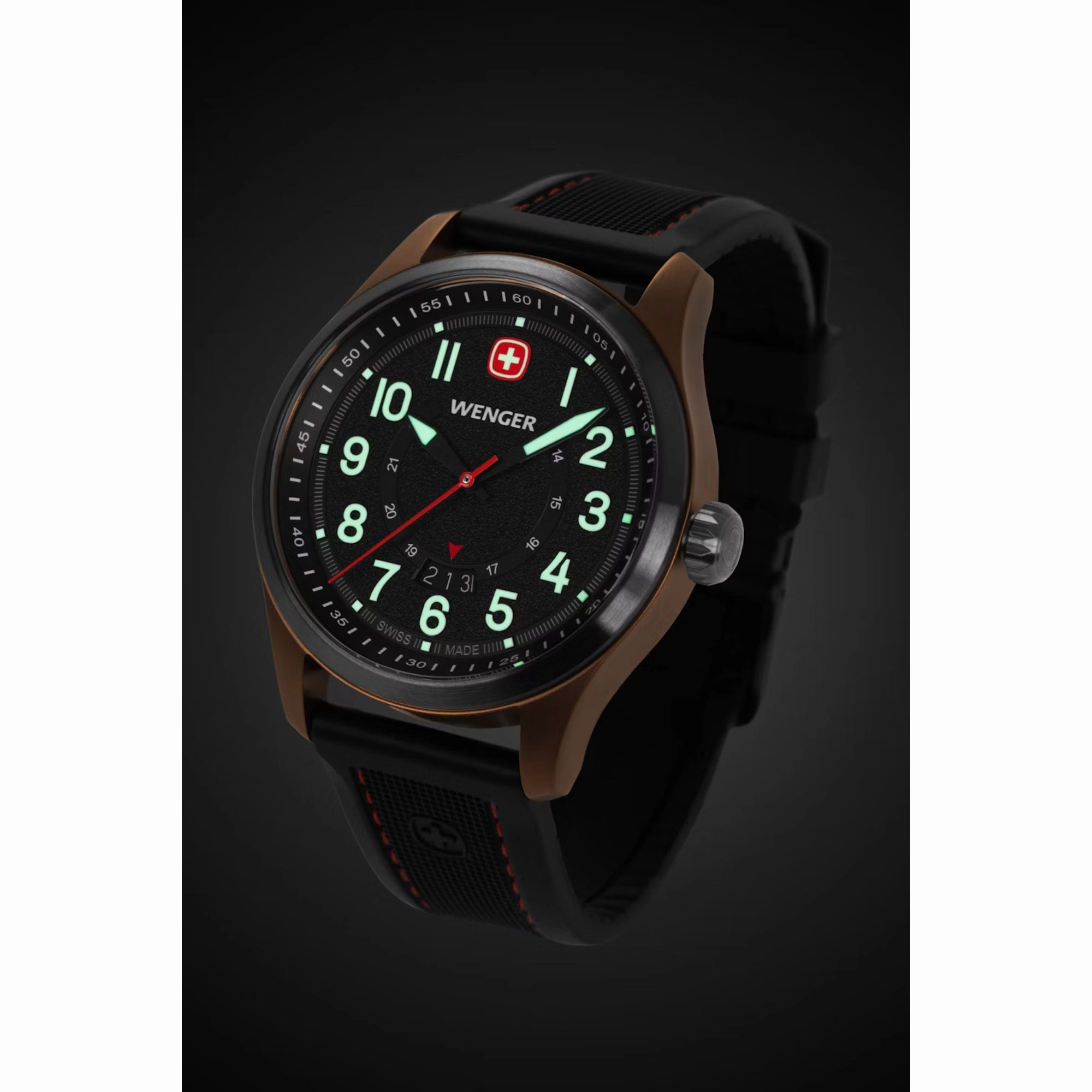 Wenger Terragraph Gents Bronze and Black Ice with Black Dial and Black Silicone Strap Watch