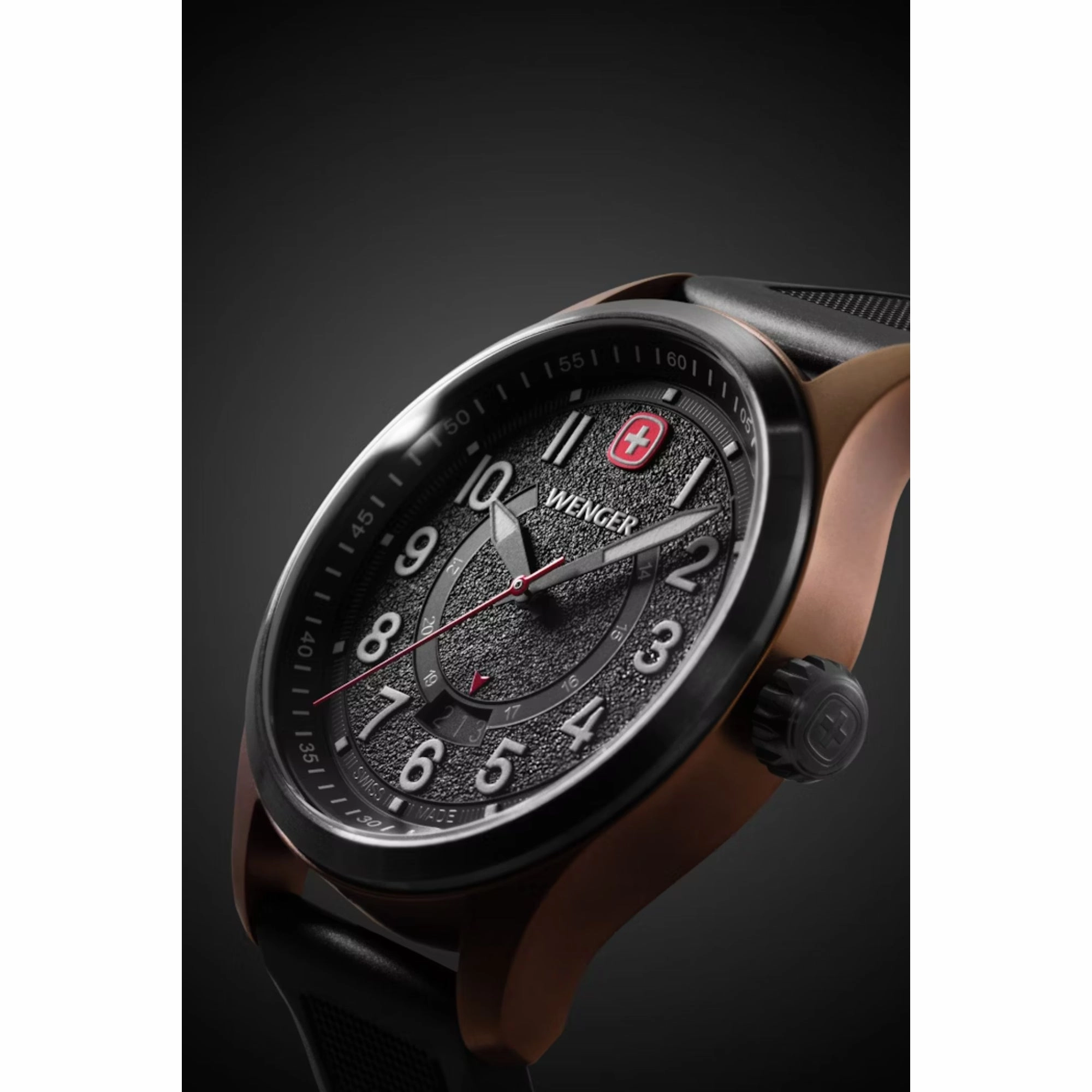 Wenger Terragraph Gents Bronze and Black Ice with Black Dial and Black Silicone Strap Watch
