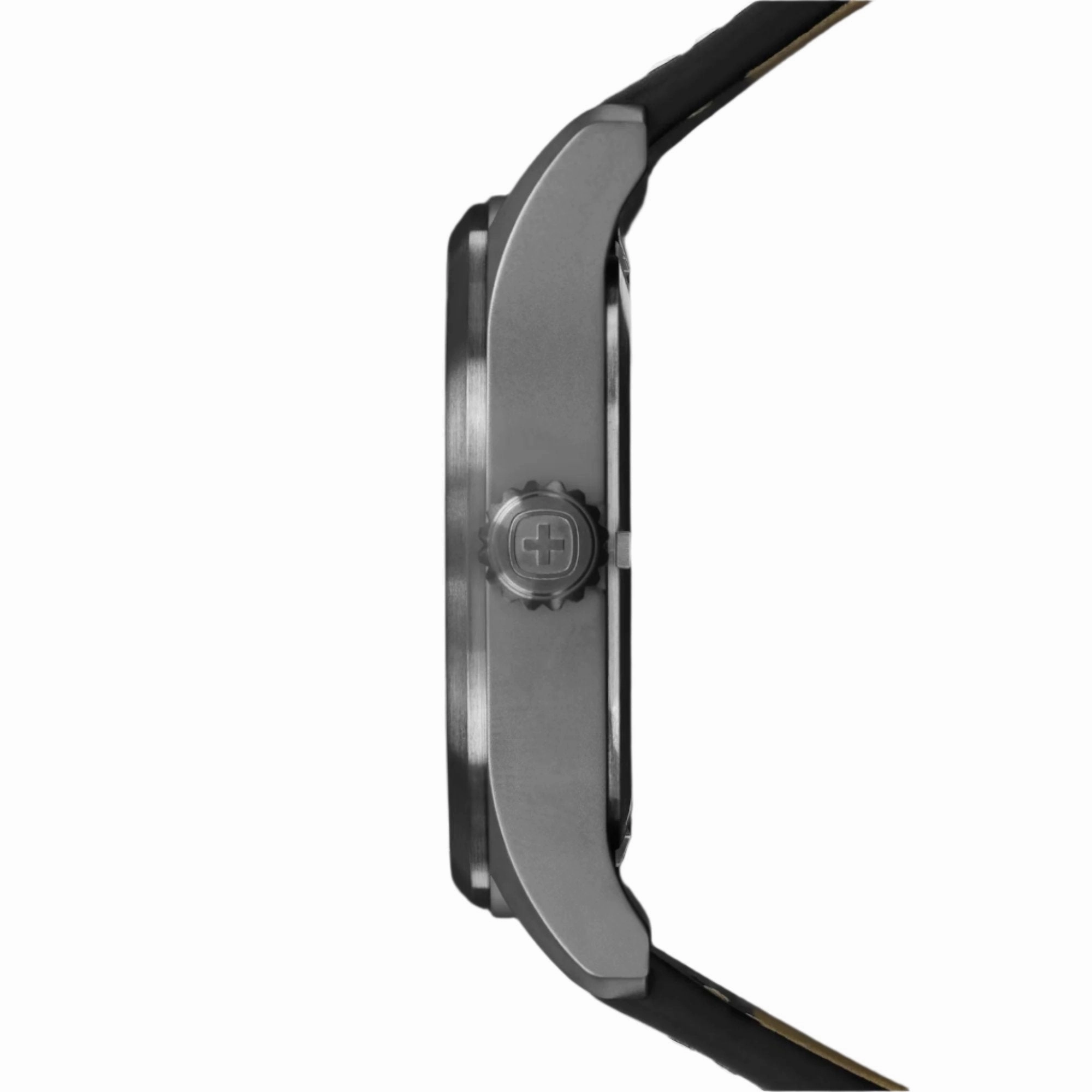 Wenger Terragraph Gents Stainless Steel with Black Dial and Black Leather Strap Watch