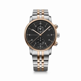 Wenger Urban Classic Chrono 42  Black Dial 2 Tone Bracelet Men's Watch