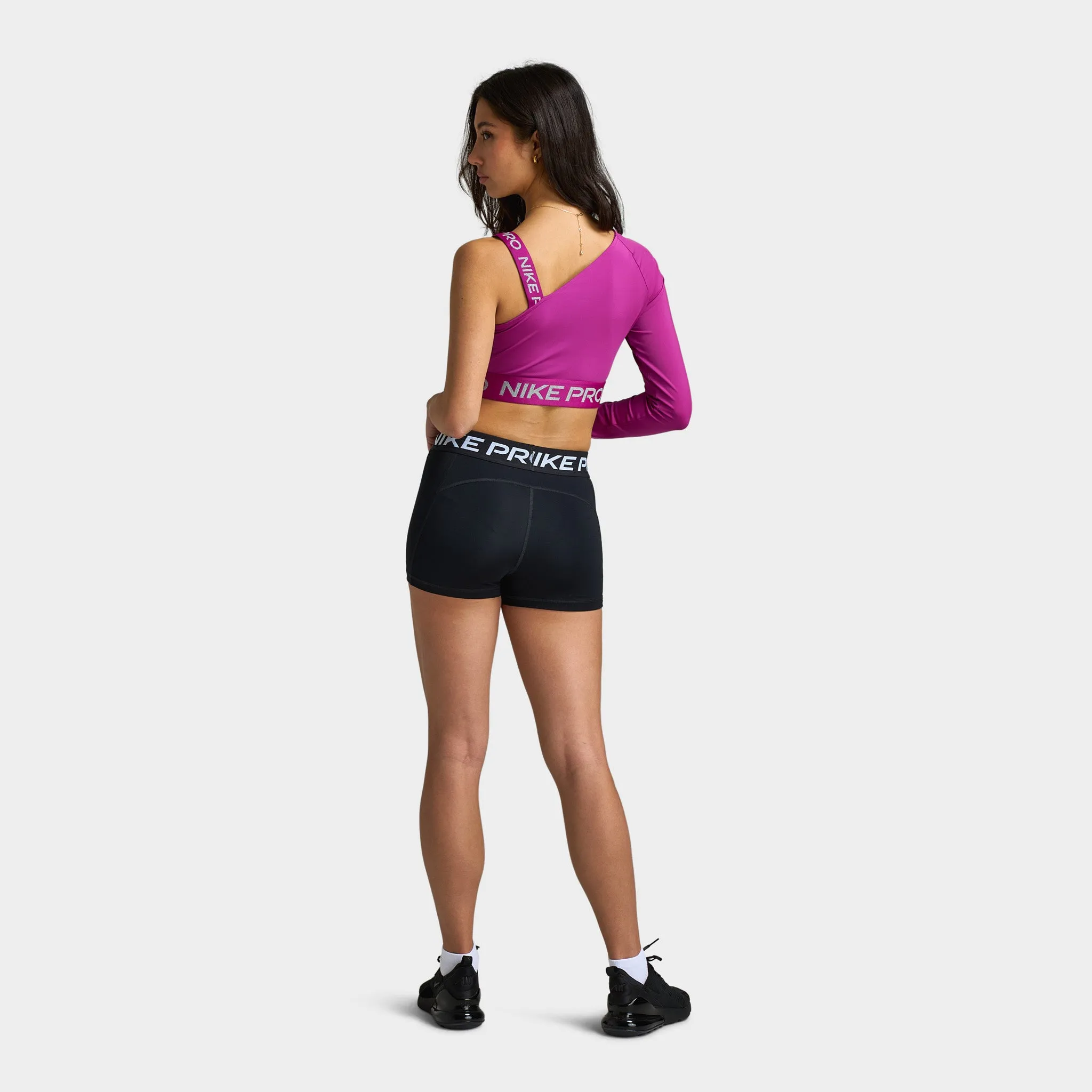 Womens Nike Nike Pro Shine Women's Dri-FIT Asymmetrical Cropped Top / Pink