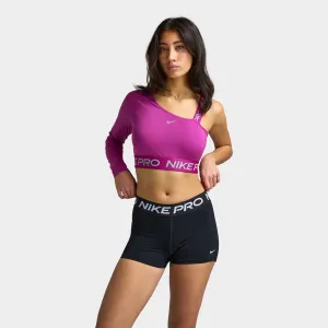 Womens Nike Nike Pro Shine Women's Dri-FIT Asymmetrical Cropped Top / Pink