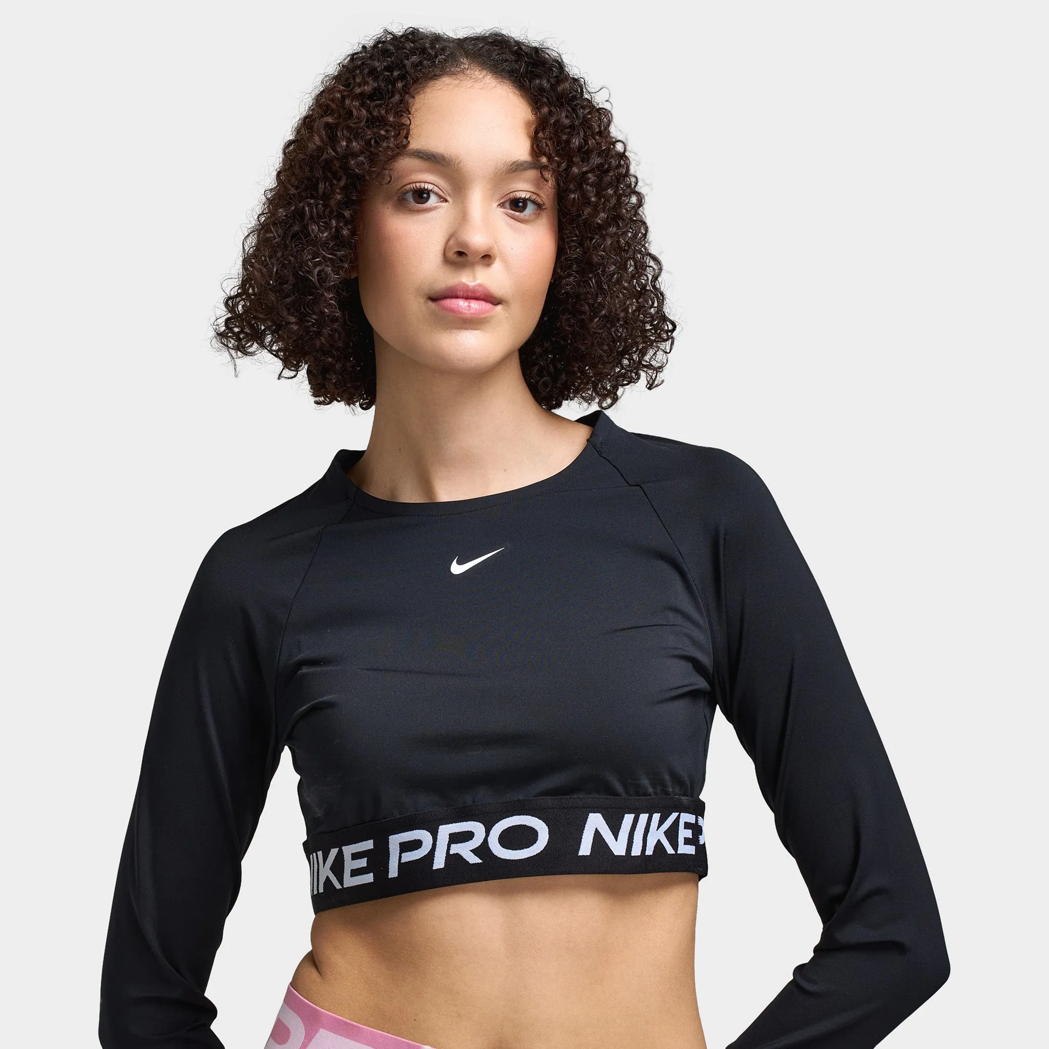 Womens Nike Nike Women's Pro 365 Dri-FIT Cropped Long Sleeve Top Black / White