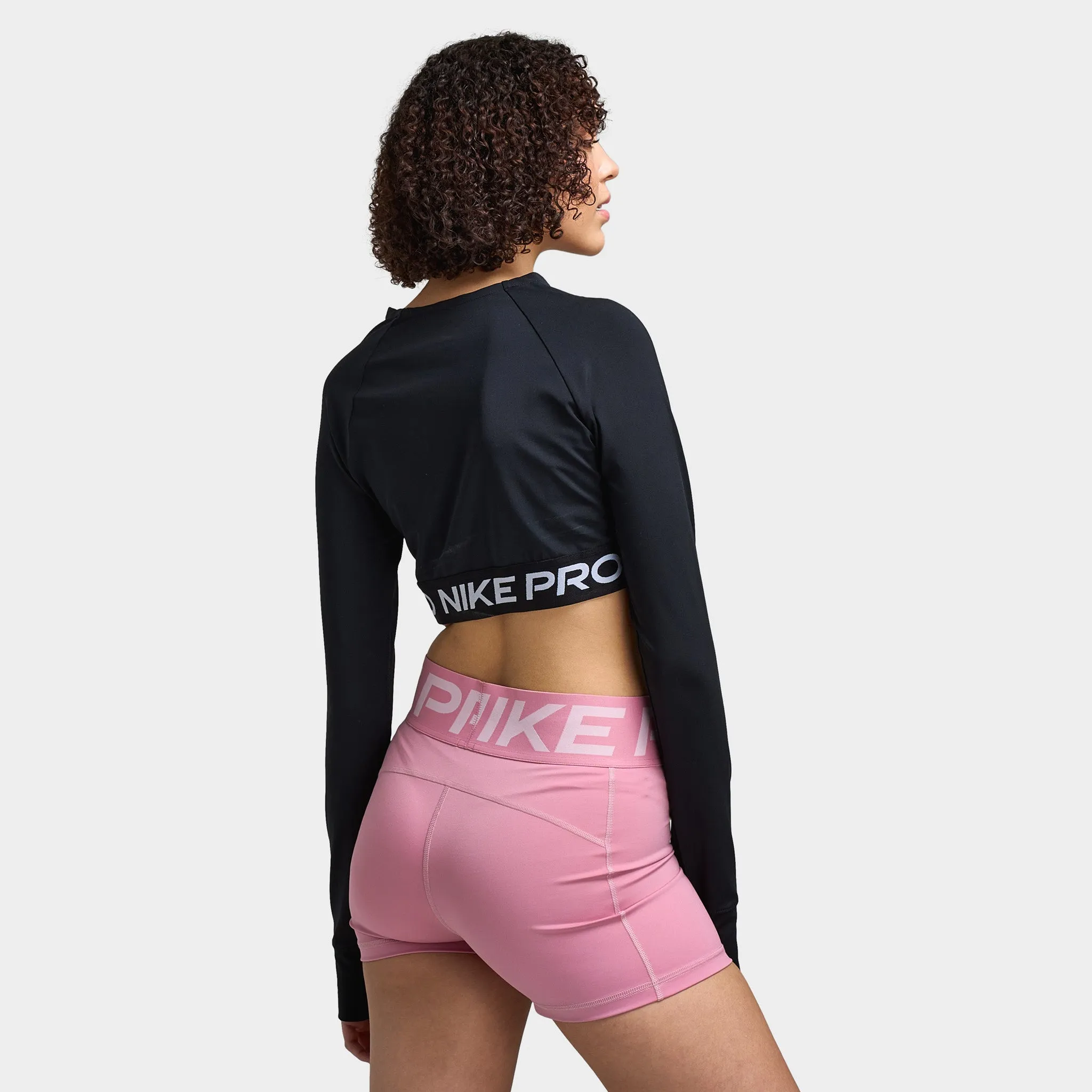 Womens Nike Nike Women's Pro 365 Dri-FIT Cropped Long Sleeve Top Black / White