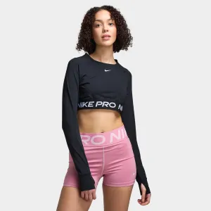 Womens Nike Nike Women's Pro 365 Dri-FIT Cropped Long Sleeve Top Black / White