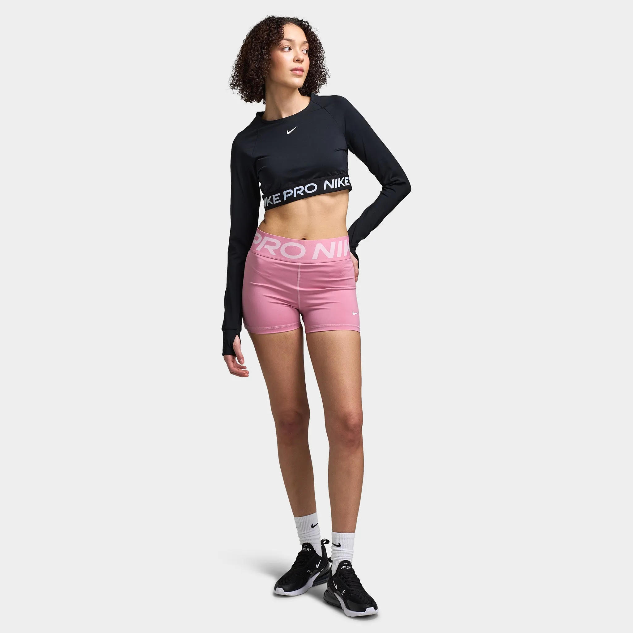 Womens Nike Nike Women's Pro 365 Dri-FIT Cropped Long Sleeve Top Black / White